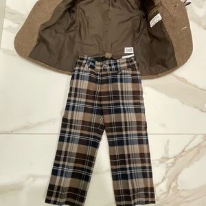 BOYS- JANIE and JACK PLAID FLANNEL PANTS and MATCHING BOWTIE